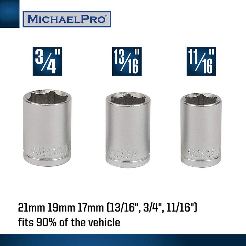 MichaelPro Click Torque Wrench - 2in1 with Lug Wrench 1/2 Inch Dr with 3 Sockets (11/16", 3/4", 13/16" / 17-19-21 mm) with Precise Micro Adjustment for Automotive and Changing Tires | MP001002 - Image 2